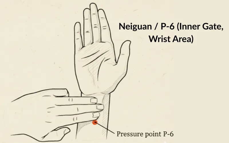 Neiguan / P-6 (Inner Gate, Wrist Area)