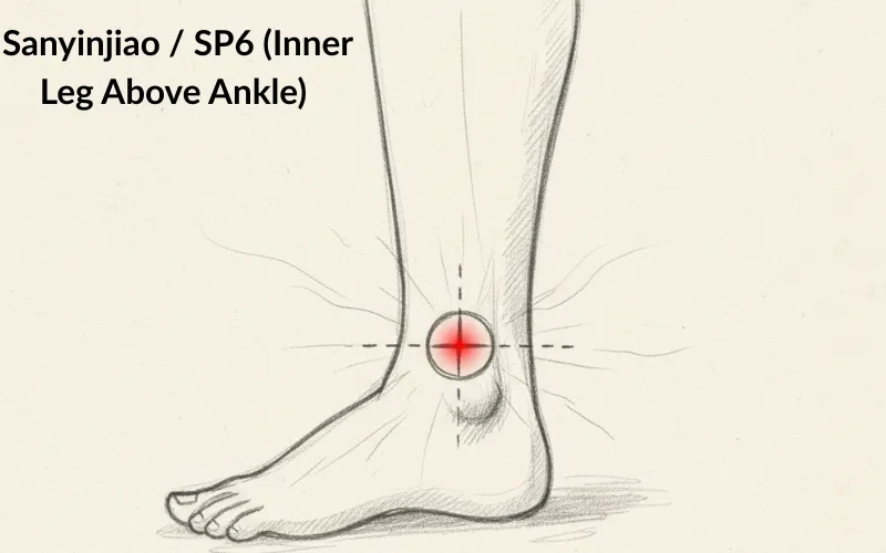 Sanyinjiao / SP6 (Inner Leg Above Ankle)